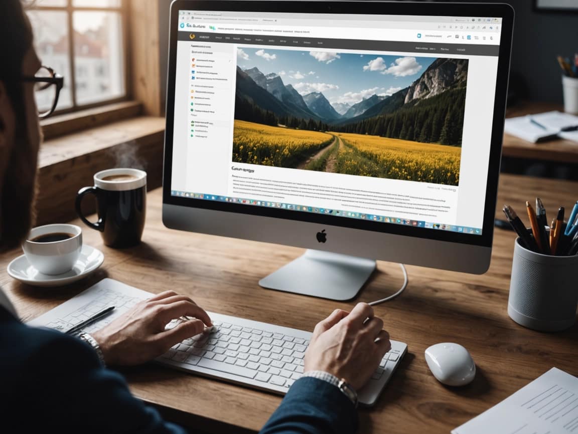 Man writing alt-text on an image.