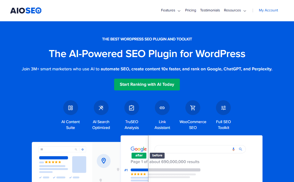 AIOSEO Homepage with link to AIOSEO Homepage